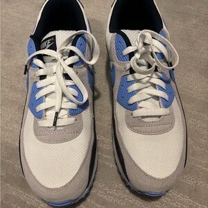 Nike Men's Air Max 90 White Particle Gray Blue Sneaker size 13